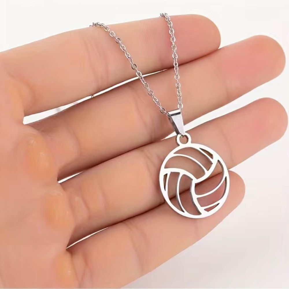 Volleyball necklace, gift for vollleyball fan, silver volleyball jewelry